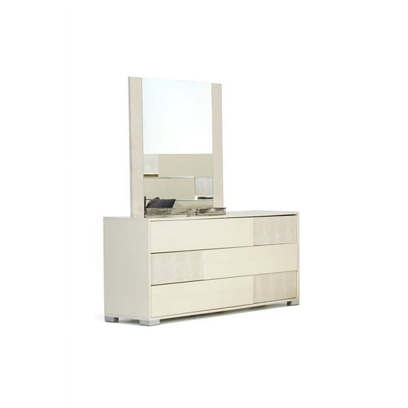 41" Beige MDF and Glass Mirror