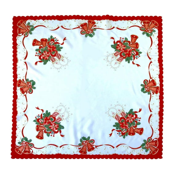Polish Two-toned Christmas Table Cover (Red, Table Square 33.5"x33.5")