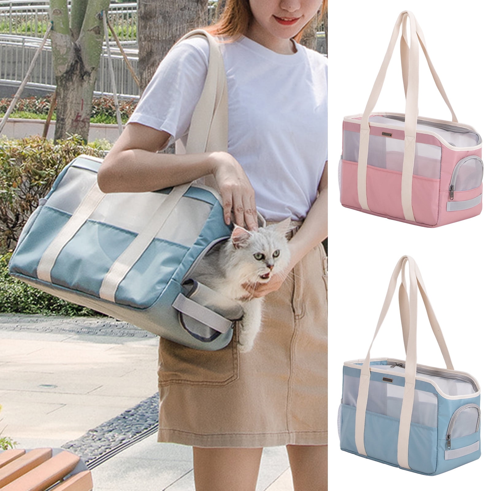 Cat Carrier, Portable Pet Carrier Bag for Cats and Small Dogs, Foldable