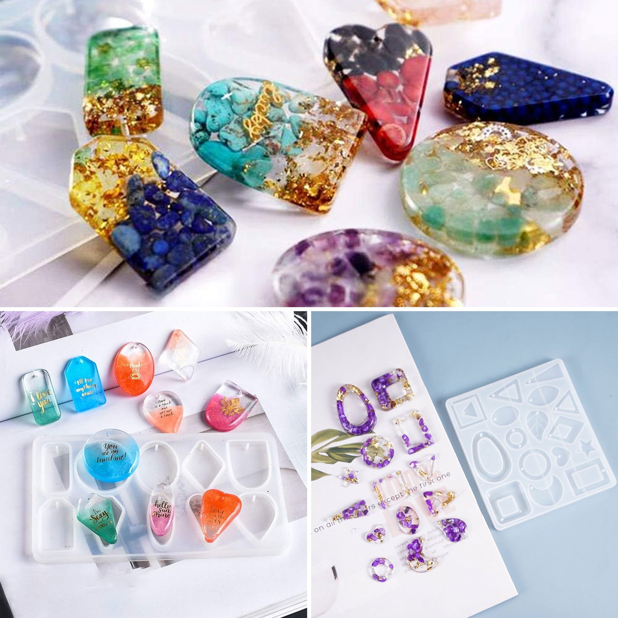 SkyAuks 31pcs Resin Jewelry Molds, Jewelry Casting Molds, Pendant Trays Making Kit, Silicone Molds for DIY Resin Pendants, Keychains, Earrings, Resin