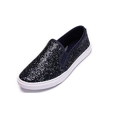 

Feversole Women s Fashion Slip-On Sneaker Casual Flat Loafers Navy Size 7.5 M US
