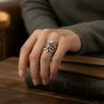 thumbnail image 3 of Bling Jewelry Mens Antique Style Mens Silver Ring Fleur De Lis Oxidized, 3 of 5