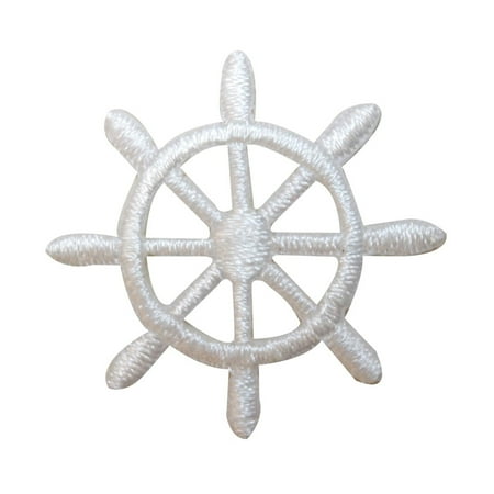 Wheels Patch - ID 2364A Ship Captain Steering Wheel Patch Boat Embroidered Iron On Applique