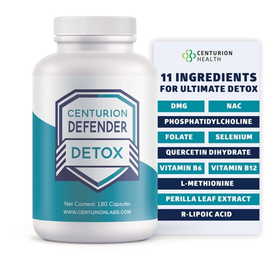 Centurion Defender Detox, Liver Cleanse Detox & Repair Supplement with Phosphatidylcholine, Vitamin B6, Folate, L-Methionine and R-lipoic Acid, 180 Caps