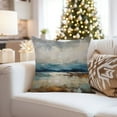 thumbnail image 4 of Ethan Taylor Abstract Throw Pillow Soft Cushion Cover 'Summits Dream Paint Brush Strokes Modern' Transitional Pattern Decorative Square Accent Pillow Case, 18x18 Inches, Blue, Gray, 4 of 5