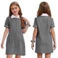 thumbnail image 1 of HULIJA Robe Chemise à Carreaux Plissée pour Petites Filles avec Bandeau Élastique Col Rabattu Robe à Volants Noire 16, 1 of 4