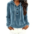 thumbnail image 2 of MLCDZ Womens Velour Hoodies Casual Loose Fit Button Hooded Long Sleeves Drawstring Sweatshirt Lightweight Breathable Golf Camping Pullovers, 2 of 7