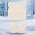 thumbnail image 2 of 0-6 Months Kids Winter Knit Hat and Mitten Set, Cute Bear Ear Beanie for Boys Girls, 2 of 8