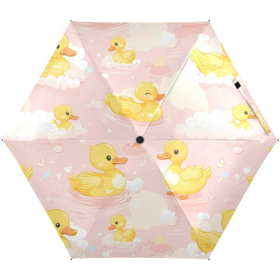 JSTEL Little Duck Swimming Folding Umbrella for Rain Sun Travel Mini Lightweight Compact Umbrellas