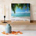 thumbnail image 3 of Ships Next Day Canvas Wall Art 16"x16", Ocean Beach Wood Framed Canvas Print Painting, Palm Trees Summer Tropical Island Seaside Ready to Hang Picture Wall Decor for Home Bedroom Kitchen Office, 3 of 9