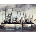 thumbnail image 2 of Bansemer, Roger 24x20 Gold Ornate Wood Framed with Double Matting Museum Art Print Titled - Rachael B Shrimpboats, 2 of 4