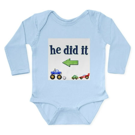 

CafePress - He Did It... (Left) Infant Creeper Body Suit - Long Sleeve Cotton Baby Bodysuit