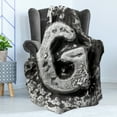 thumbnail image 4 of Letter G Soft Flannel Fleece Throw Blanket, Capital G with Gothic Influences from Middle Age Alphabet Characters, Cozy Plush for Indoor and Outdoor Use, 50" x 60", Grey Grey, by Ambesonne, 4 of 5