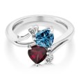 thumbnail image 2 of Gem Stone King 10K White Gold Diamond Accent Ring Persian Blue Moissanite Rhodolite Garnet (1.55 Cttw), 2 of 3
