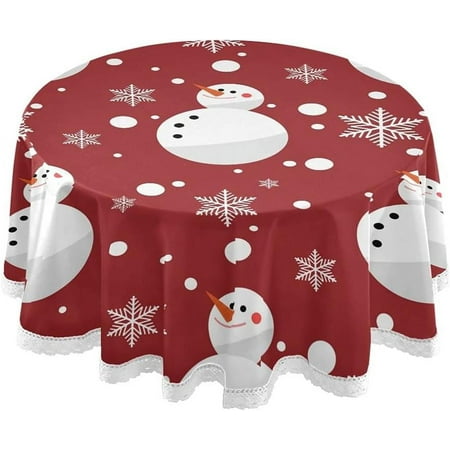 

Hyjoy 60 Christmas Snowman Round Tablecloth Waterproof Stain and Wrinkle Resistant Washable Decorative Table Covers for Kitchen Dining Tabletop Party Outdoor Picnic
