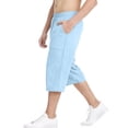 thumbnail image 6 of Miluxas Boys Capri Pants Summer Baggy Casual Beach Capris Lightweight Solid Drawstring Elastic Waist Yoga Trousers Blue 14-15Years, 6 of 7