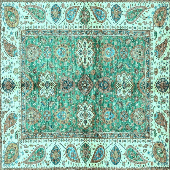 Ahgly Company Indoor Square Oriental Light Blue Traditional Area Rugs, 8' Square