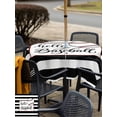 thumbnail image 5 of Outdoor Tablecloth with Umbrella Hole for Patio/Picnic/Party/Camping, Black White Striped Waterproof Table Cloth Square Cover Washable, Baseball Stripes Farmhouse Art (60"x 60"), 5 of 8