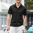 thumbnail image 6 of Baqcunre Graphic Tees Men New Men'S Casual Buckle Short Sleeved Loose Fitting Beach Roman Knit Shirt Top Short Sleeve Button Down Men Tops For Men Black L, 6 of 7