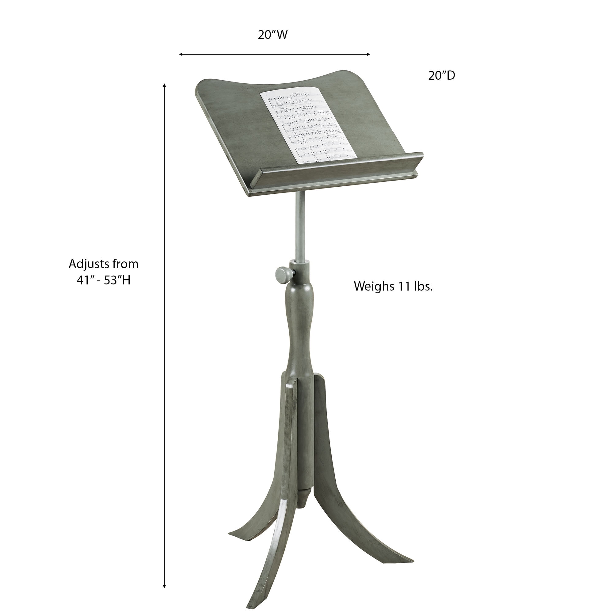 Parke Music Stand Gray - Made of Wood - Adjustable - Wooden Stands for Conductors, Musicians, Lecturers