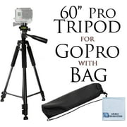 60" Inch Pro Series Professional Camera Tripod Goes For All GoPro HERO Cameras, DLSR Digital Cameras and Camcorders + eCostConnection Microfiber Cloth