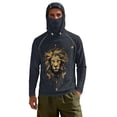 thumbnail image 2 of SEANATIVE Men's Fishing Shirt UV Protection Long Sleeve Fishing Hoodie Long Sleeve Breathable Hooded Casual Top Athletic Wear for Outdoor Camping Running, S, Lion Print Gray, 2 of 7