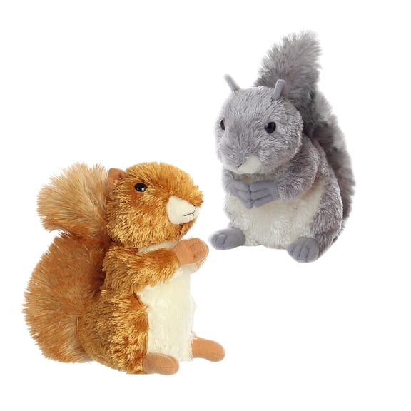 Set of 2 NUTTY & NUTSIE Squirrels Flopsie 8" Stuffed Animal Plush by Aurora