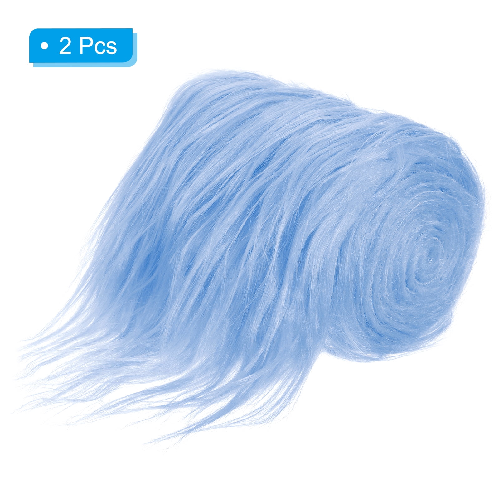 Uxcell Plush Faux Fur Fabric Precut Strips, 59" x 4" Fluffy Faux Fur Ribbon, Blue 2Pack