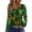 Dark Green, variant on Halloween Tops for Women Long Sleeve Pumpkin Print V Neck Loose Blouse Halloween Party Blouse