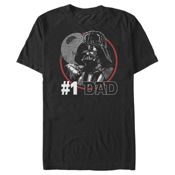 Men's Star Wars Darth Vader and Death Star #1 Dad Graphic Tee Black 2X Large