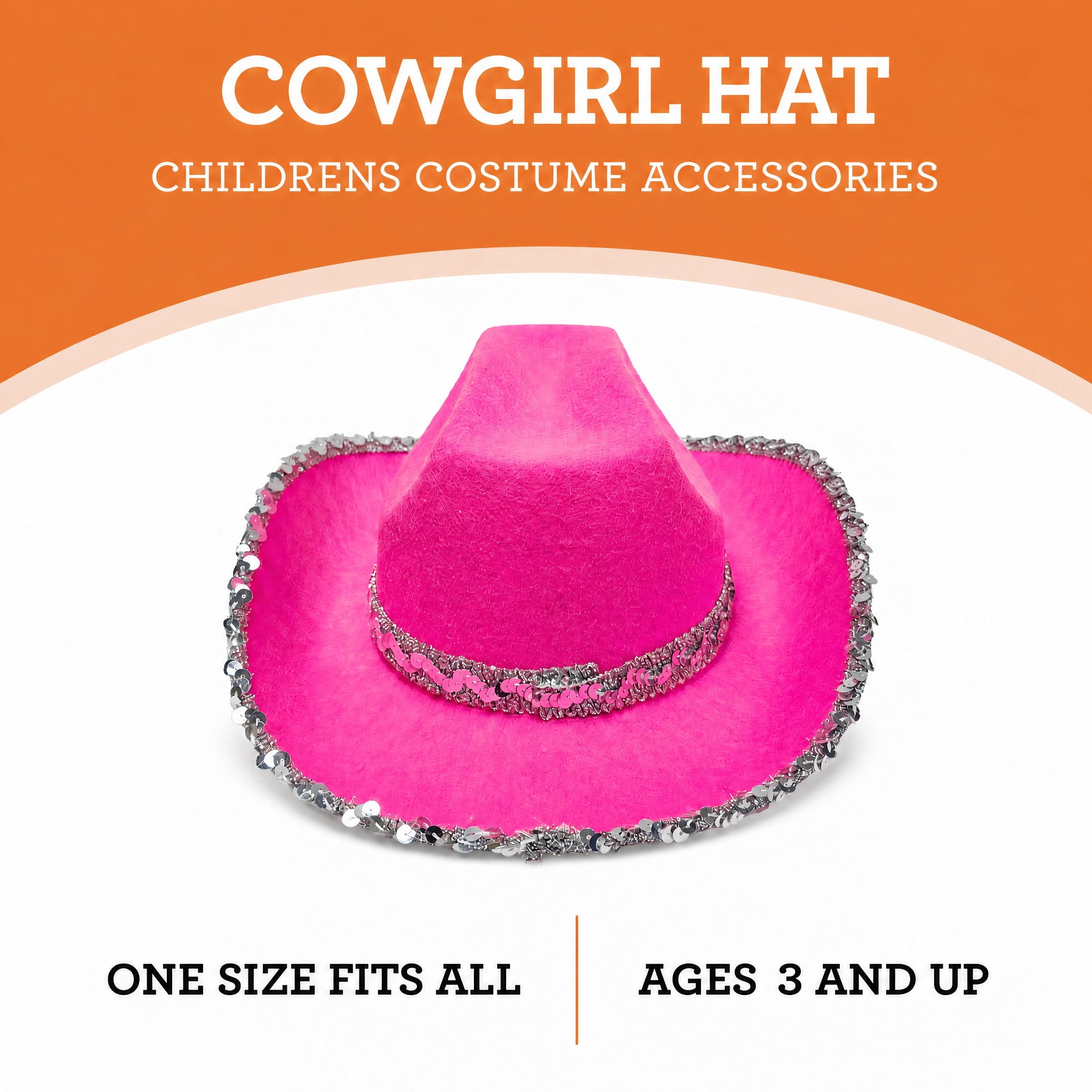 Cowgirl Hat Costume Accessory for Children, Pink and Silver, Halloween by Way To Celebrate