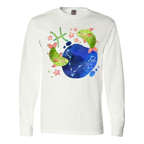 Inktastic Pisces Constellation Zodiac Sign Illustration Long Sleeve T-Shirt