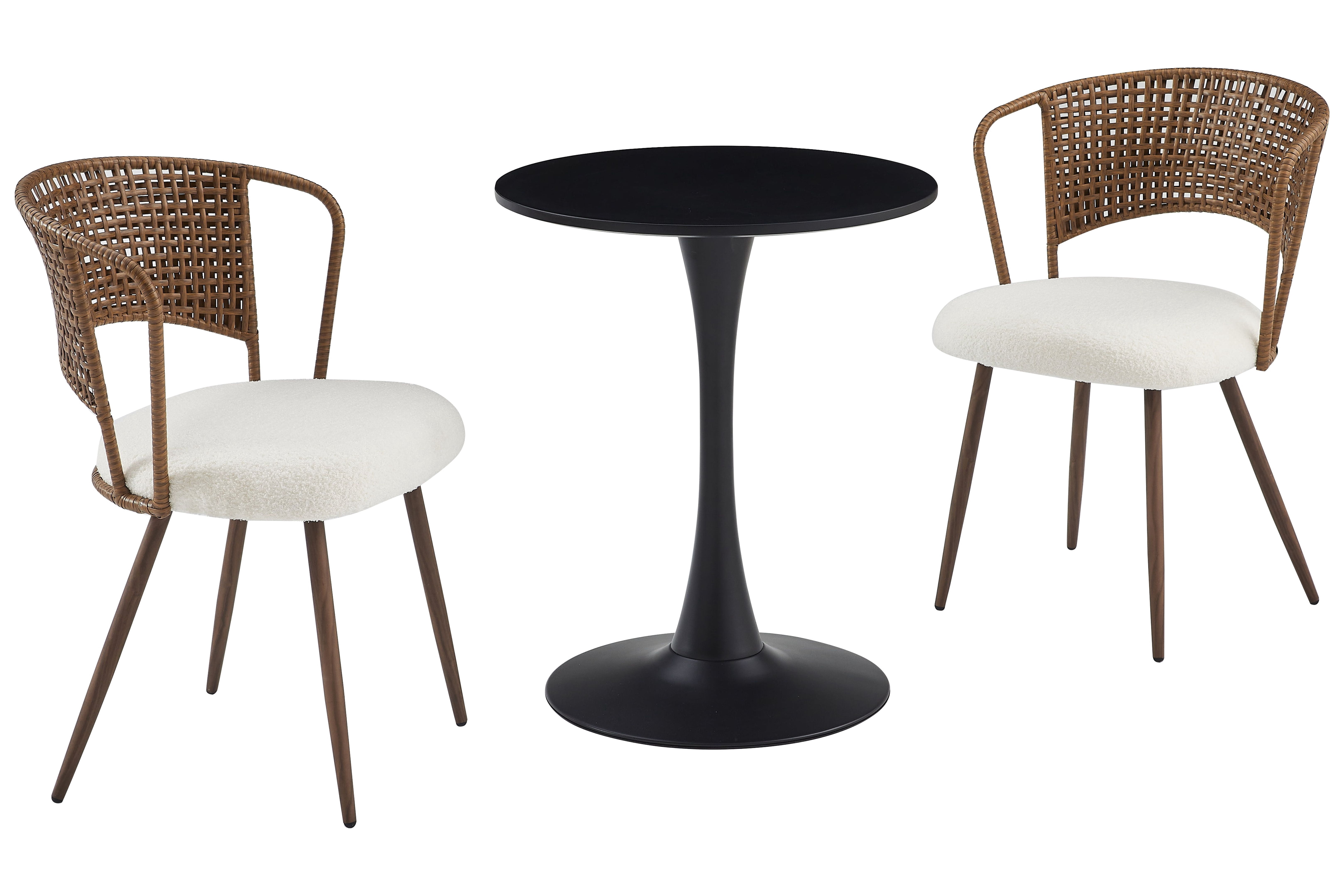 24-Inch Black Round Dining Table with Tulip-Style Single-Column Base, Modern MDF Table for Home Kitchen and Small Spaces, Black