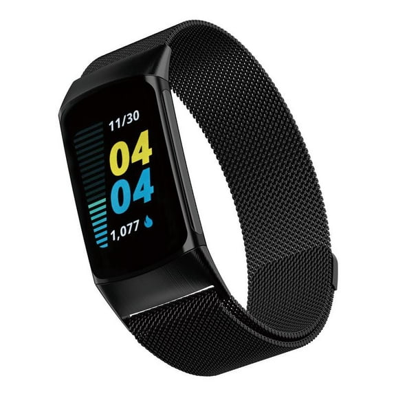 WITHit Stainless Steel Mesh Fashion Band with Magnetic Closure for Fitbit Charge 5 & Charge 6, Unisex, Black