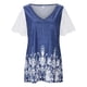 thumbnail image 4 of Gibobby Casual Playera de Manga Corta para Mujer Mujeres Casual V cuello encaje manga corta Slim Digital impresión mujeres Top camiseta(Azul,G), 4 of 5