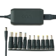 onn 65W Laptop Charger with 10 Interchangeable Tips, 10ft Power Cord, for HP, Dell, Lenovo, Grey