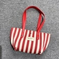 thumbnail image 4 of Bolsos de lona a rayas de estilo japonés para mujer, bolsos y carteras de diseñador de lujo, novedad de 2024, con letras pequeñas, de tela para las axilas, 4 of 4