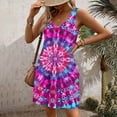 thumbnail image 4 of Nrmvnmi Summer Dresses for Women 2024 Beach Loose V Neck Sleeveless Mini Dress Floral Tie Dye Casual Sundress with Pockets Boho Floral T-Shirts Dress Tank Dresses Pink LMothers Day Gifts, 4 of 6