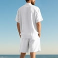 thumbnail image 3 of Yievot 2 Piece Short Sets for Men Summer Beach Outfits Linen Henley Shirts & Shorts Casual Vacation Set, 3 of 8