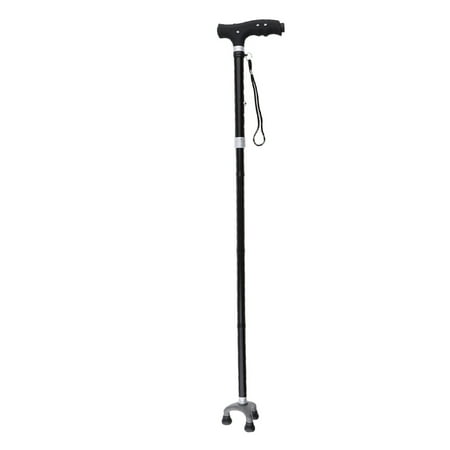 Wxqbjtam Easy Folding Lightweight Walking Sticks Height Adjustable Tripod LED Canes - Black