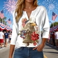 thumbnail image 2 of GEWSEY 4Th of July Shirts Women 3/4 Sleeve Crewneck Cute Shirts Casual Print T Shirt (Beige, L), 2 of 8