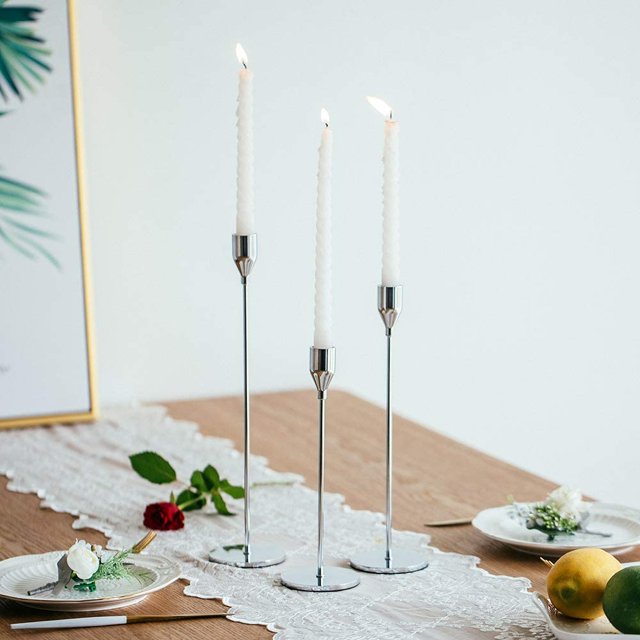 Candlestick Holders Taper Candle Holders, 3 Pcs Candle Stick Holders Set, Gold Candlestick Holders Set Table Decorative Modern Candle Holders for Tapered Candles