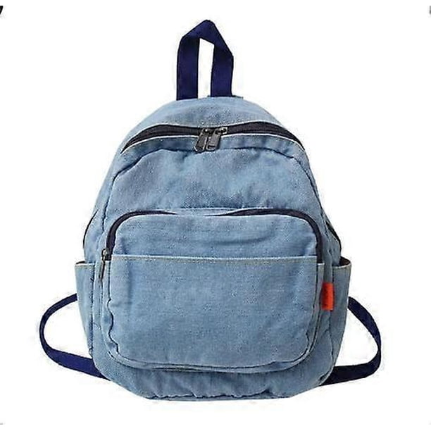Canvas Backpack: Mini Denim Backpack For Women Vintage Daypack Compact Travel Bag With Multi-Pocket Design Casual Bag For Daily Use