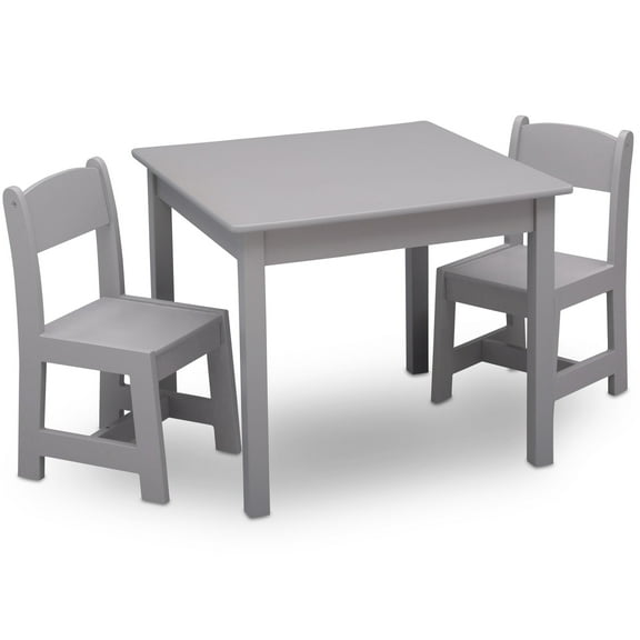Delta Children MySize Wood Play Table and Chair Set (2 Chairs Included) - Greenguard Gold Certified, Grey