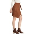 thumbnail image 4 of INSPIRE CHIC Women's A-Line Front Slit Knee Length Wrap Faux Suede Skirt M Caramel, 4 of 6