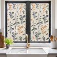 thumbnail image 3 of Orange Grey Botanical Window Privacy Film, Rustic Country Spring Floral Summer Leaf Static Cling UV Sun Blocking Tint Film Heat Control Windows Films for Bedroom Bathroom, Window Stickers 17.7"x39.3", 3 of 8