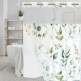 thumbnail image 5 of Dznils White No Hook Fabric Shower Curtain with Snap-in Liner, 72" x 74", Green Floral Patterned, 5 of 12