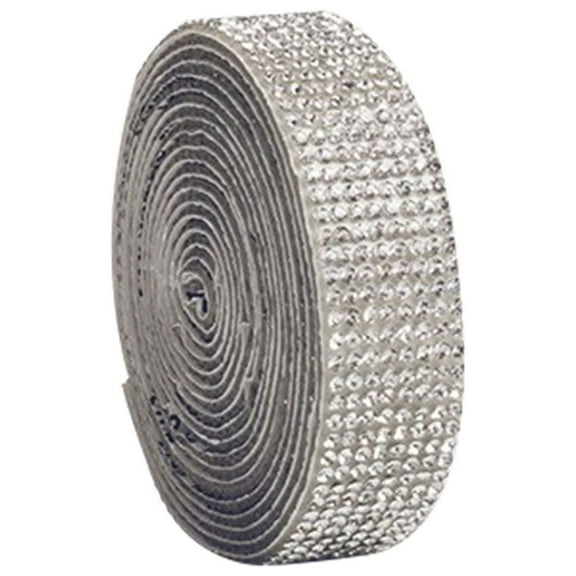 Self Adhesive Crystal Rhinestone Diamond Ribbon，Rhinestone Decorative Sticker with 2mm Rhinestones, Diamond Crystal Sticker for Car Decoration or DIY Crafts (Silver, 0.51 Inch x 3Yards)