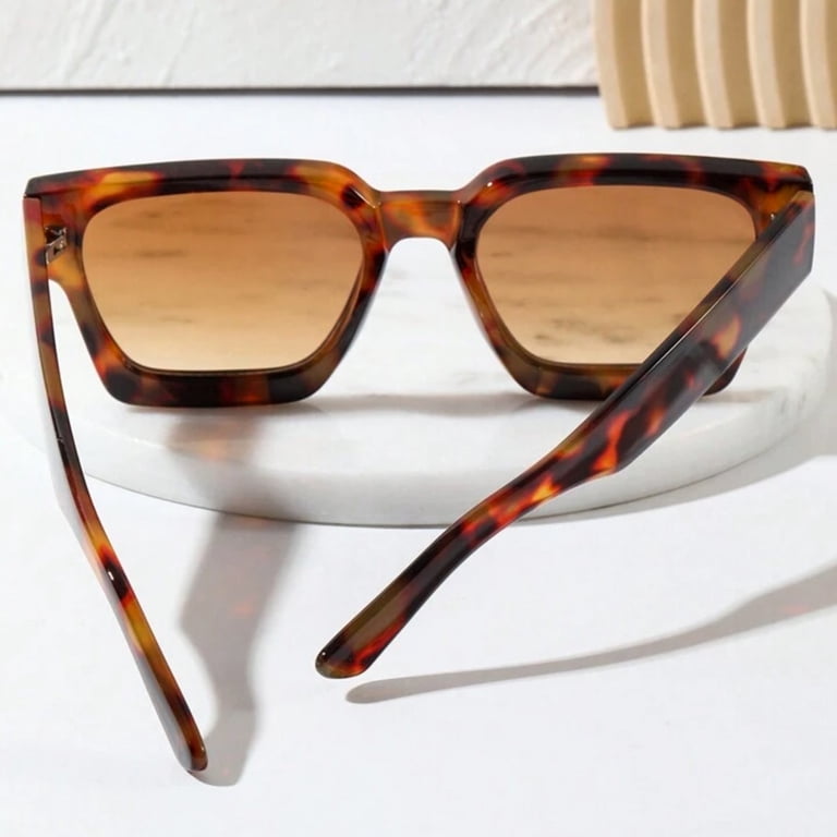 New 90\'s Tortoise Brown Trendy Rectangular Sunglasses Women / Men Retro 90s Square Sunglasses for Women Men Trendy Chunky  main image 3