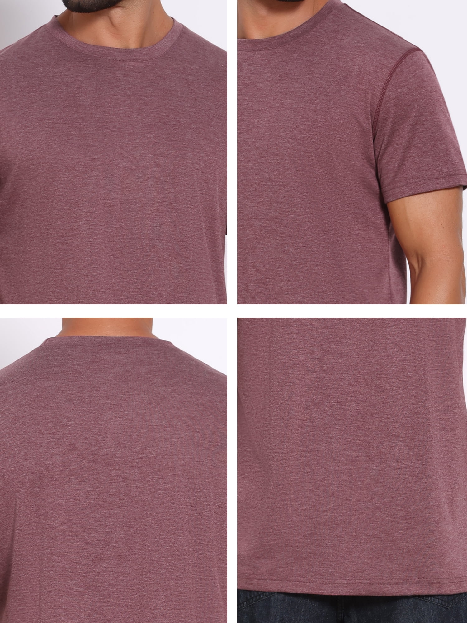 DARING DIVA Men's Crew Neck Short Sleeve Solid Color Retro Style T-Shirt XL Burgundy
